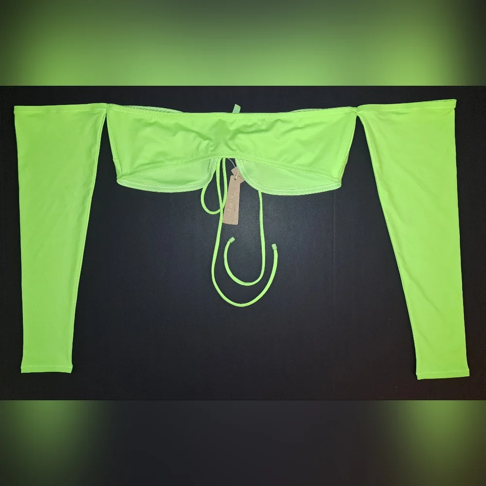 ⛱️NWT SKIMS Neon Green long sleeve Bikini Swim Shirt Top XXL 2X